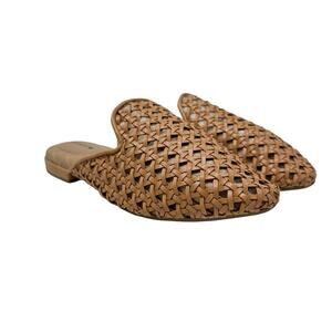 Birdies The Phoebe Woven Mule Flats Rattan‎ Faux Leather Tan Size US 5.5